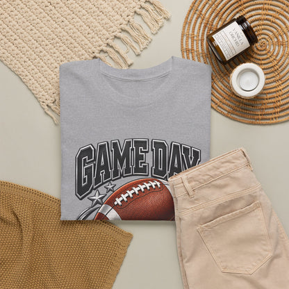 Personalized Game Day Proud Dad Shirt — Black Silver Football