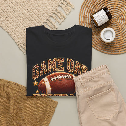 Personalized Game Day Football Mama Shirt — Leopard Gold