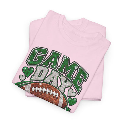 Personalized Game Day Football Grandma Shirt — Emerald Silver
