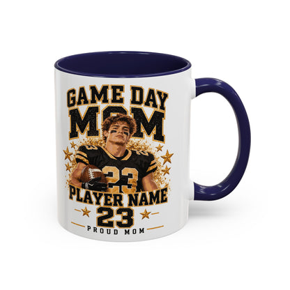 Personalized Game Day Mom Photo Mug – Custom Football Player Name & Number