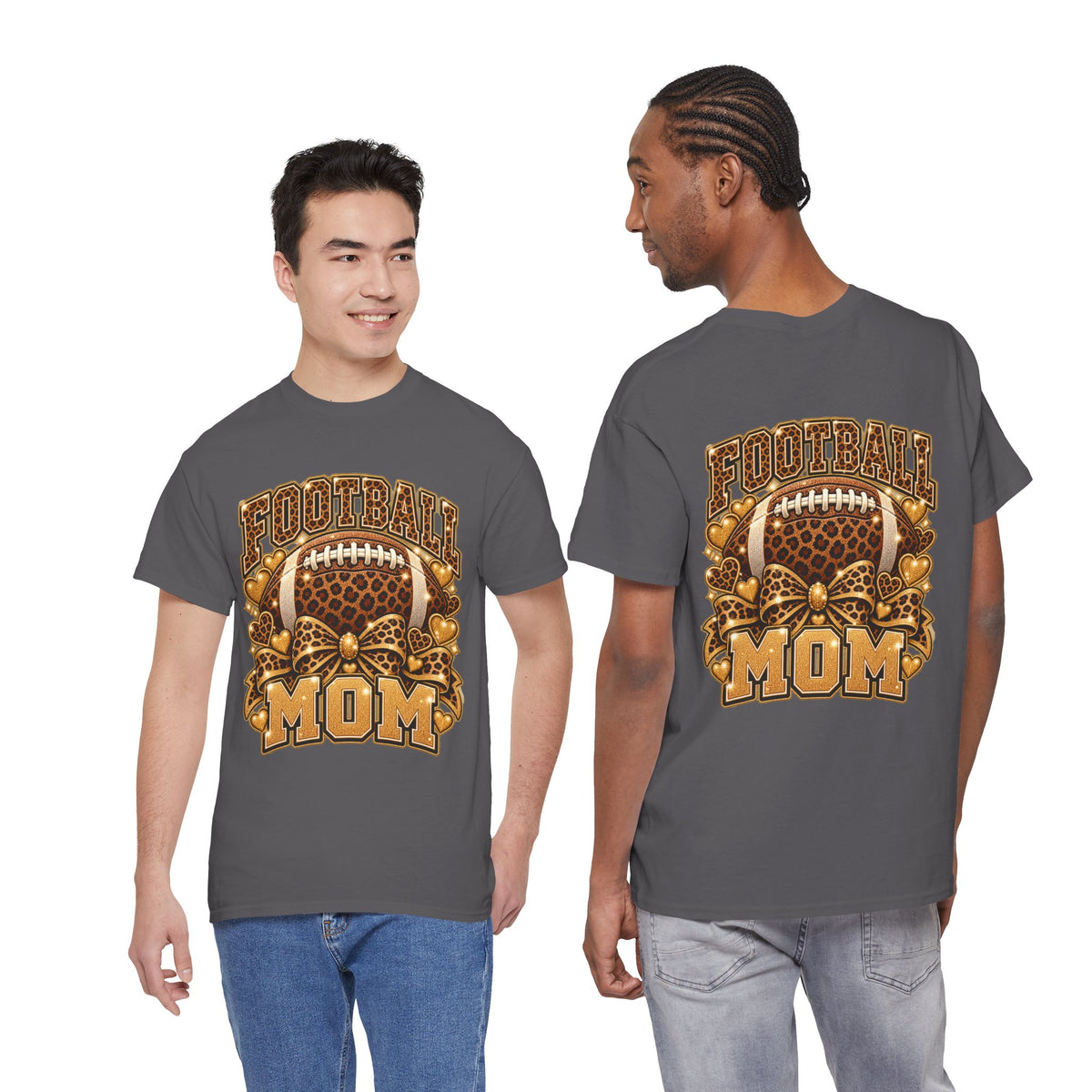 Football Mom T-Shirt — Leopard Football Design, Game Day Mom Tee