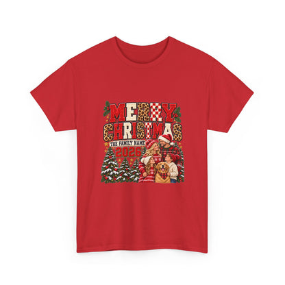 Personalized Merry Christmas Family Photo Shirt — Leopard & Printed Glitter