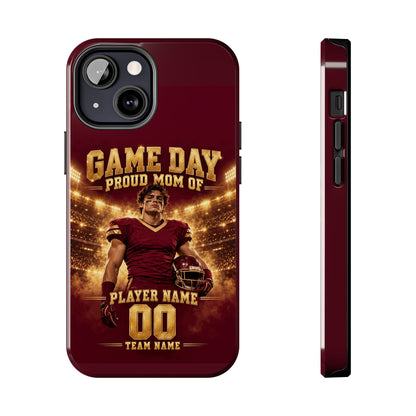 Personalized Game Day Proud Mom Photo Phone Case – Burgundy & Gold