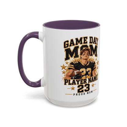 Personalized Game Day Mom Photo Mug – Custom Football Player Name & Number