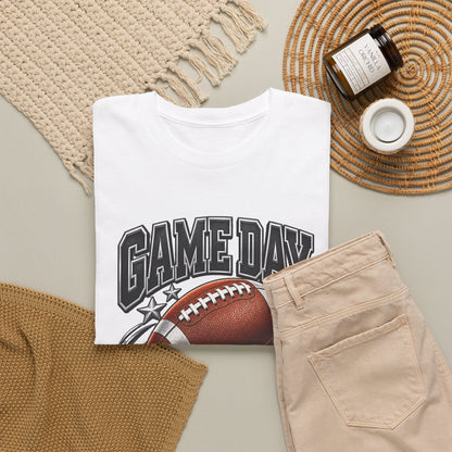 Personalized Game Day Proud Dad Shirt — Black Silver Football