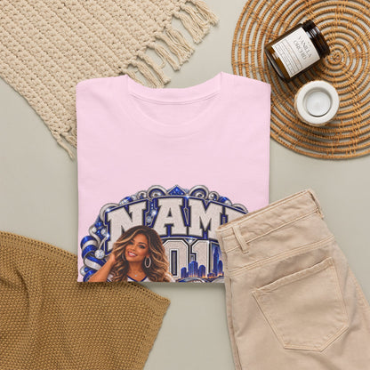 Personalized Football Mom Shirt – Custom Player Name, Number & Team Name – Lady Mascot Game Day Mom Tee – Glitter Effect