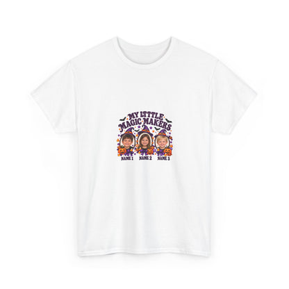 MY LITTLE MAGIC MAKERS – Personalized Halloween Mom Photo T-Shirt – 3 Kids Photos & Names