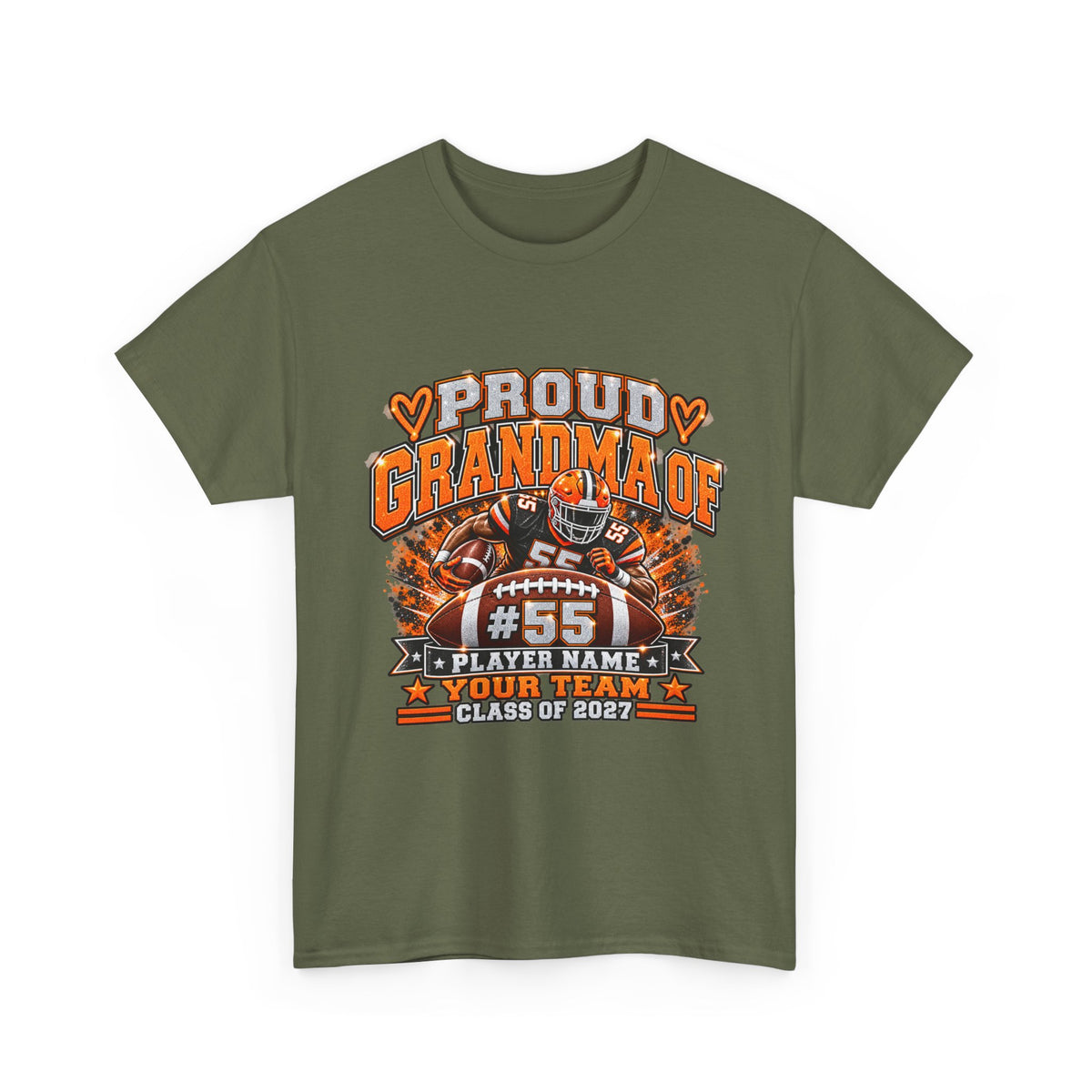 Personalized Football Grandma Shirt  Custom Player Photo, Name & Number, Glitter Effect Proud Grandma Game Day Tee
