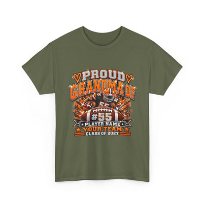 Personalized Football Grandma Shirt  Custom Player Photo, Name & Number, Glitter Effect Proud Grandma Game Day Tee