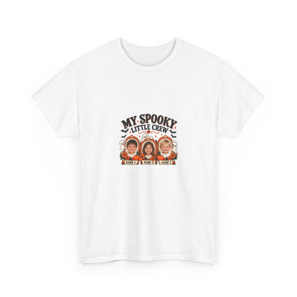 MY SPOOKY LITTLE CREW – Personalized Halloween Mom Photo T-Shirt – 3 Kids Photos & Names