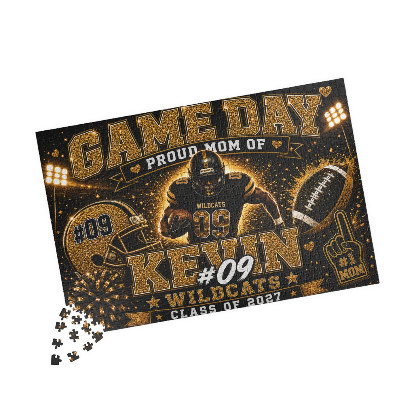Personalized Football Mom Puzzle, Game Day Senior Mom Gift, Custom Player Name Number Team, Class of 2027 Football Gift