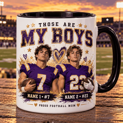 Those Are My Boys personalized photo mug – lifestyle preview