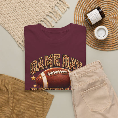 Personalized Game Day Football Mama Shirt — Leopard Gold