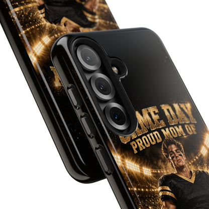 Personalized Game Day Proud Mom Photo Phone Case – Black & Gold