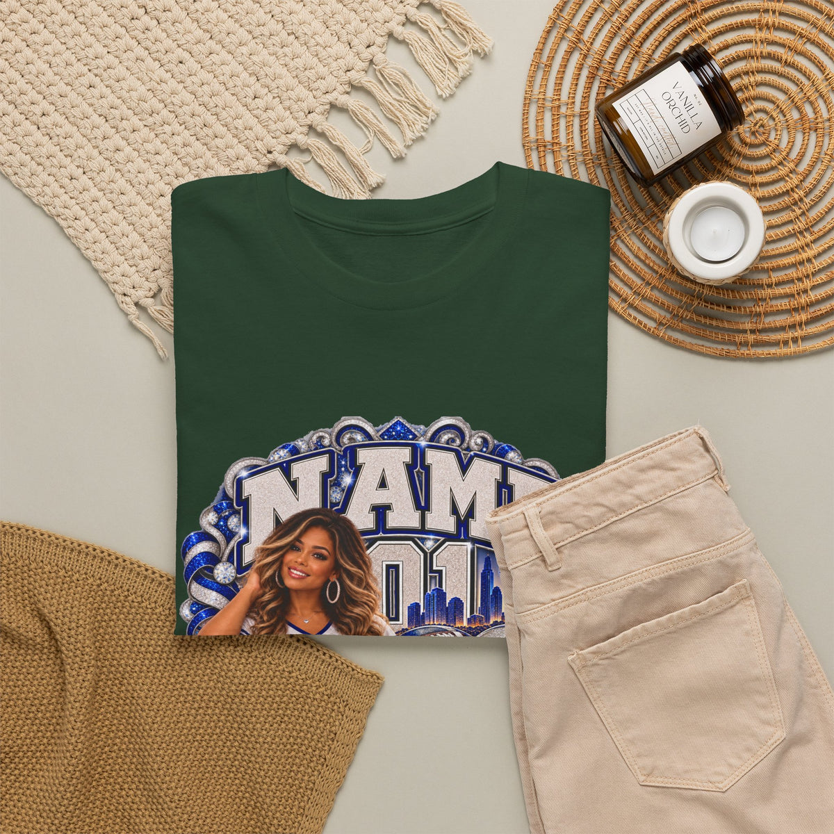Personalized Football Mom Shirt – Custom Player Name, Number & Team Name – Lady Mascot Game Day Mom Tee – Glitter Effect