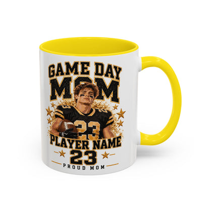 Personalized Game Day Mom Photo Mug – Custom Football Player Name & Number