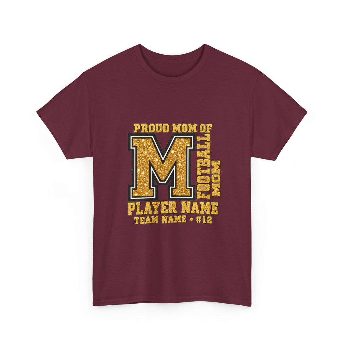 Personalized Football Mom Varsity Monogram Shirt – Proud Mom Of, Custom Player Name Team Number, Printed Glitter
