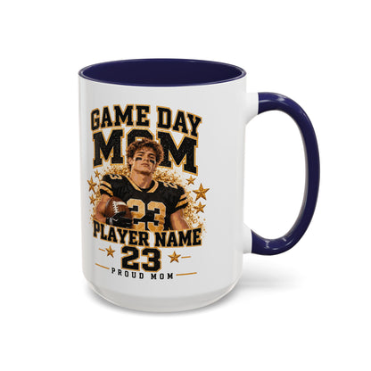 Personalized Game Day Mom Photo Mug – Custom Football Player Name & Number