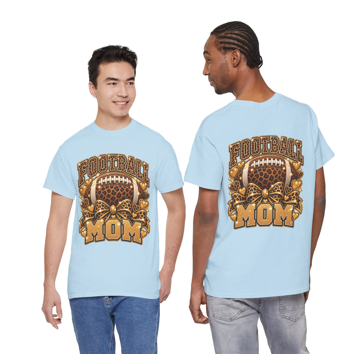 Football Mom T-Shirt — Leopard Football Design, Game Day Mom Tee
