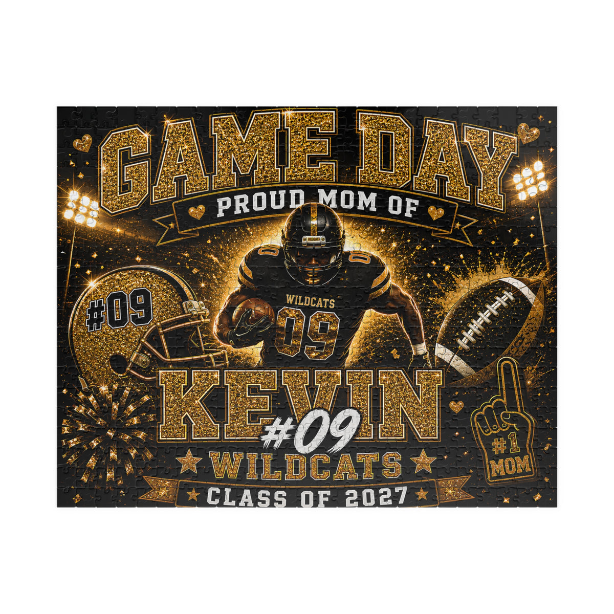Personalized Football Mom Puzzle, Game Day Senior Mom Gift, Custom Player Name Number Team, Class of 2027 Football Gift