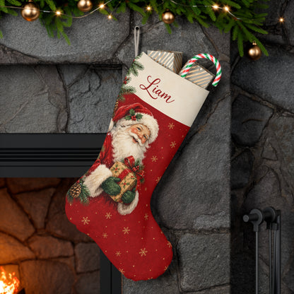 Personalized Santa Christmas Stocking — Name & Colored Printed Glitter