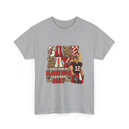 Personalized Game Day Football Mom Photo Shirt – Leopard Chenille Effect, Proud Mom of, Custom Player Name Team 2027