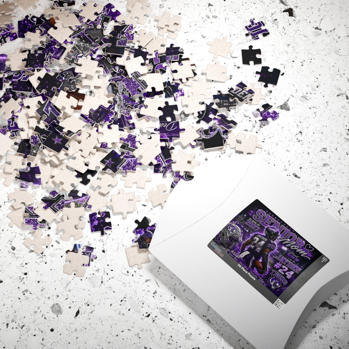 Personalized Senior Mom Football Puzzle, Custom Photo Player Gift, Class of 2027 Senior Night Gift, Football Mom Keepsake