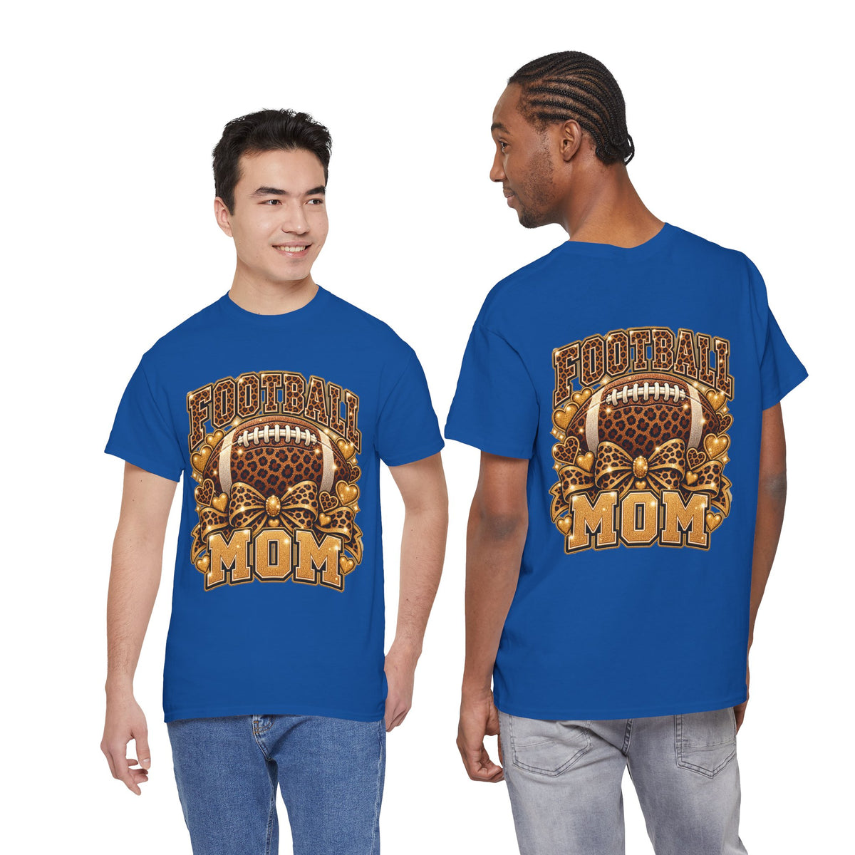 Football Mom T-Shirt — Leopard Football Design, Game Day Mom Tee