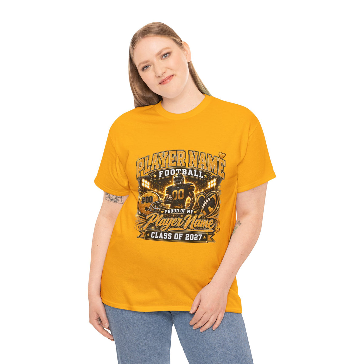 Personalized Senior Football Mom Shirt, Custom Player Name Team Number Tee, Class of 2027 Game Day Mom Shirt, Glitter Effect Football Gift
