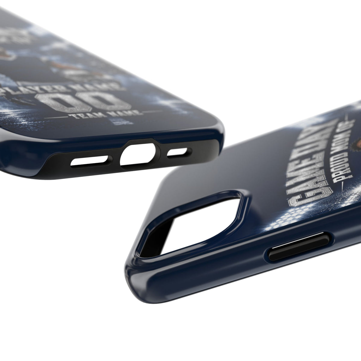 Personalized Game Day Proud Mom Photo Phone Case – Navy & Silver