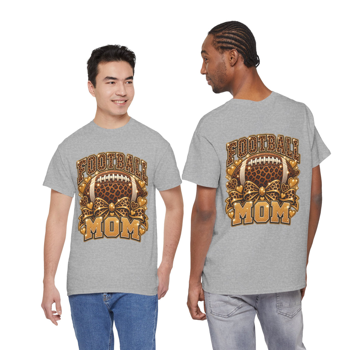 Football Mom T-Shirt — Leopard Football Design, Game Day Mom Tee