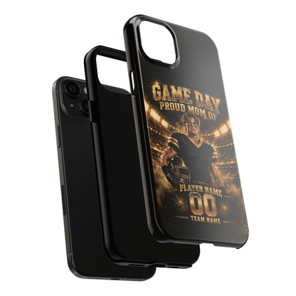 Personalized Game Day Proud Mom Photo Phone Case – Black & Gold