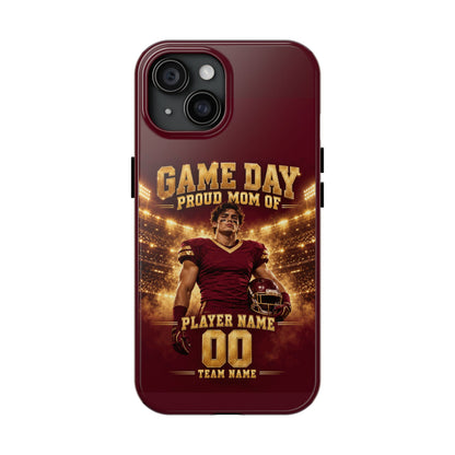 Personalized Game Day Proud Mom Photo Phone Case – Burgundy & Gold