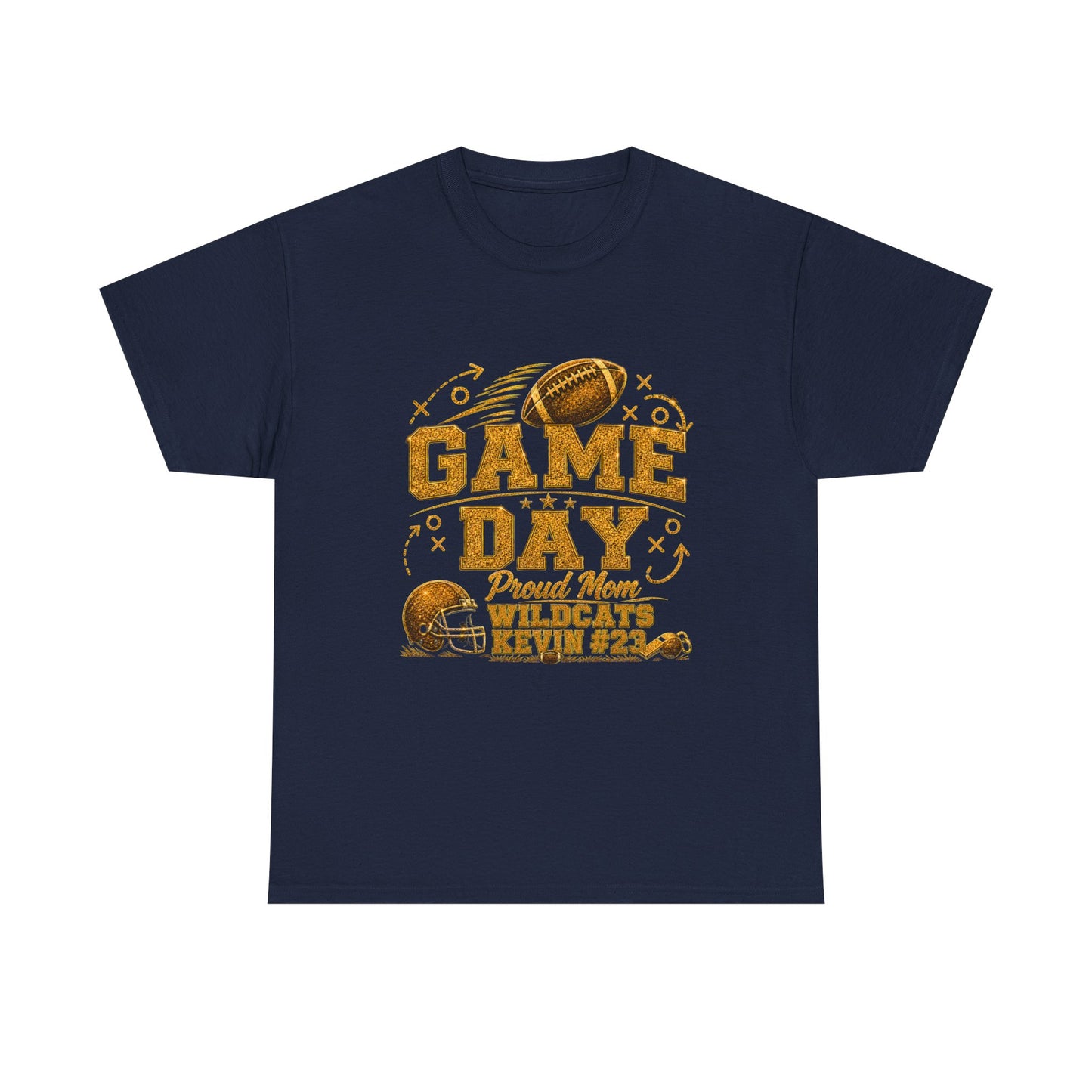 Personalized Game Day Mom Shirt, Custom Football Mom Tee, Player Name Number Team, Proud Mom Shirt, Gold Glitter Effect