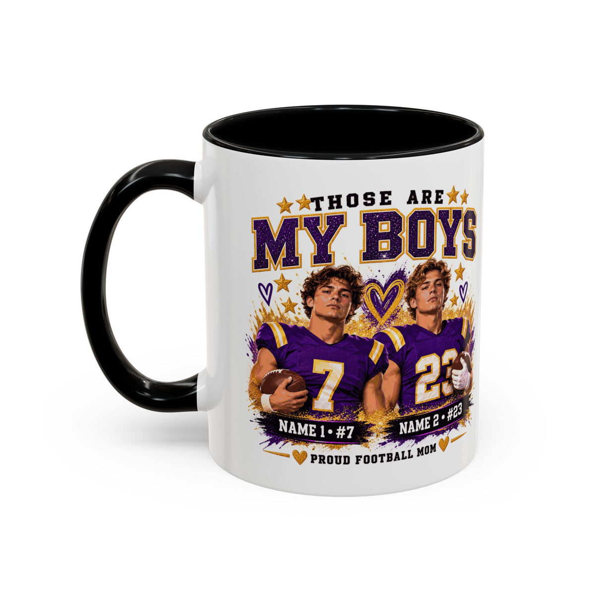 Personalized Those Are My Boys Photo Mug – Custom Football Players Names & Numbers