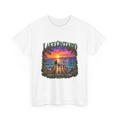 Personalized Lake Ontario Family T-Shirt – Toronto Sunset, Custom Family Name & Our Happy Place