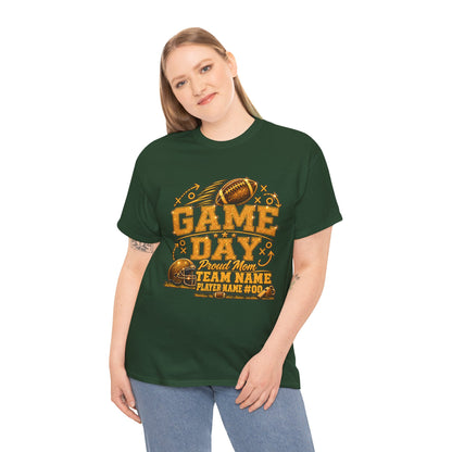 Personalized Football Mom Shirt, Game Day Proud Mom Tee, Senior Mom 2027 Shirt, Custom Player Name Number, Glitter Effect Football Gift
