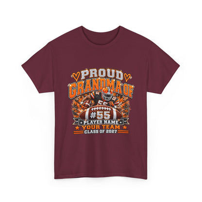 Personalized Football Grandma Shirt  Custom Player Photo, Name & Number, Glitter Effect Proud Grandma Game Day Tee