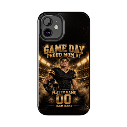 Personalized Game Day Proud Mom Photo Phone Case – Black & Gold