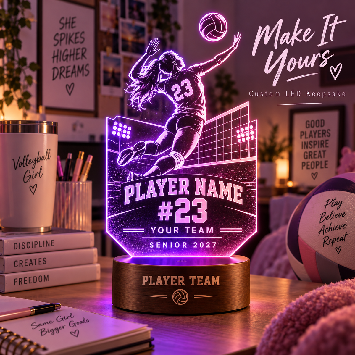 🏆 Proud Mom. Biggest Fan. Forever Memories. ❤️ Personalized Game Day LED Lamp!