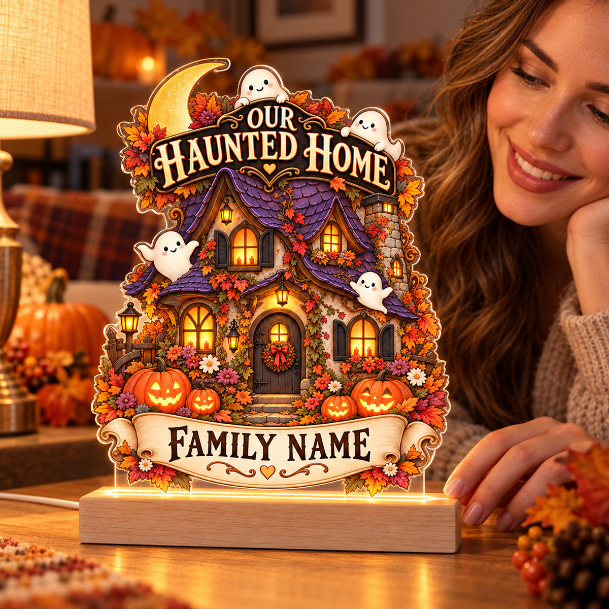 Custom ‘My Little Boo’ Halloween Night Light – Personalized LED Acrylic Lamp