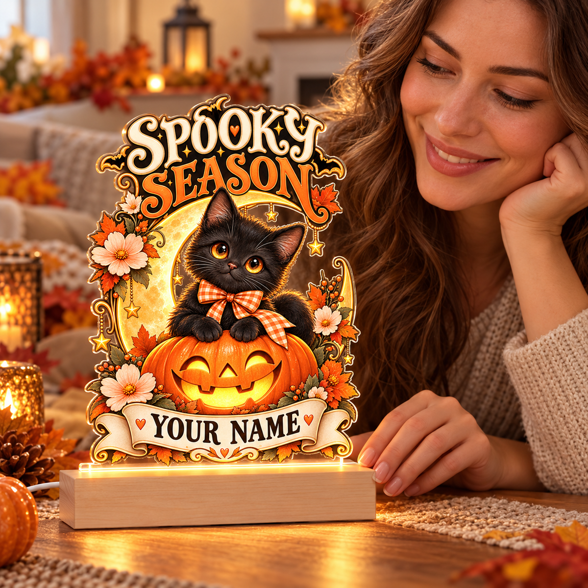 Custom ‘My Little Boo’ Halloween Night Light – Personalized LED Acrylic Lamp