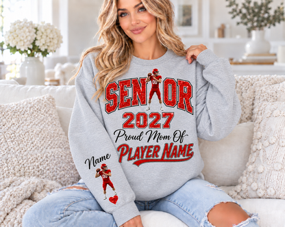 Sport Grey sweatshirt with red printed glitter — Senior Mom 2027