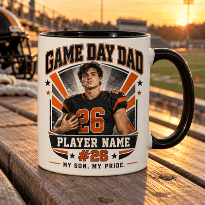 Game Day Dad personalized photo mug – lifestyle preview