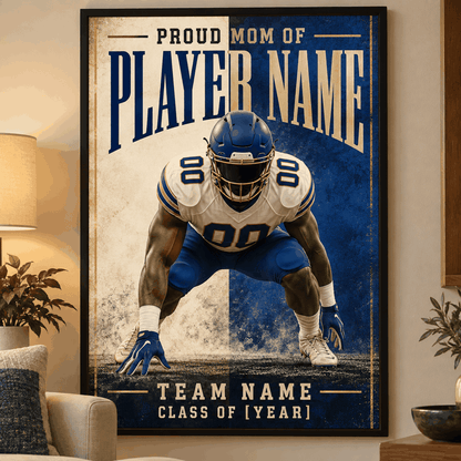 Proud Mom football framed poster – Blue Defensive Player lifestyle preview