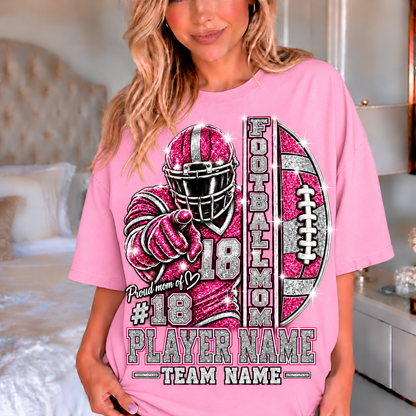 Light Pink — personalized Football Mom printed glitter