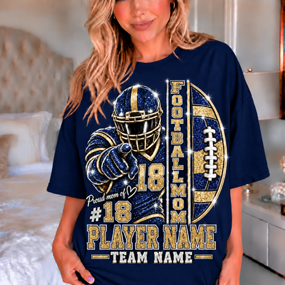 Navy — personalized Football Mom printed glitter