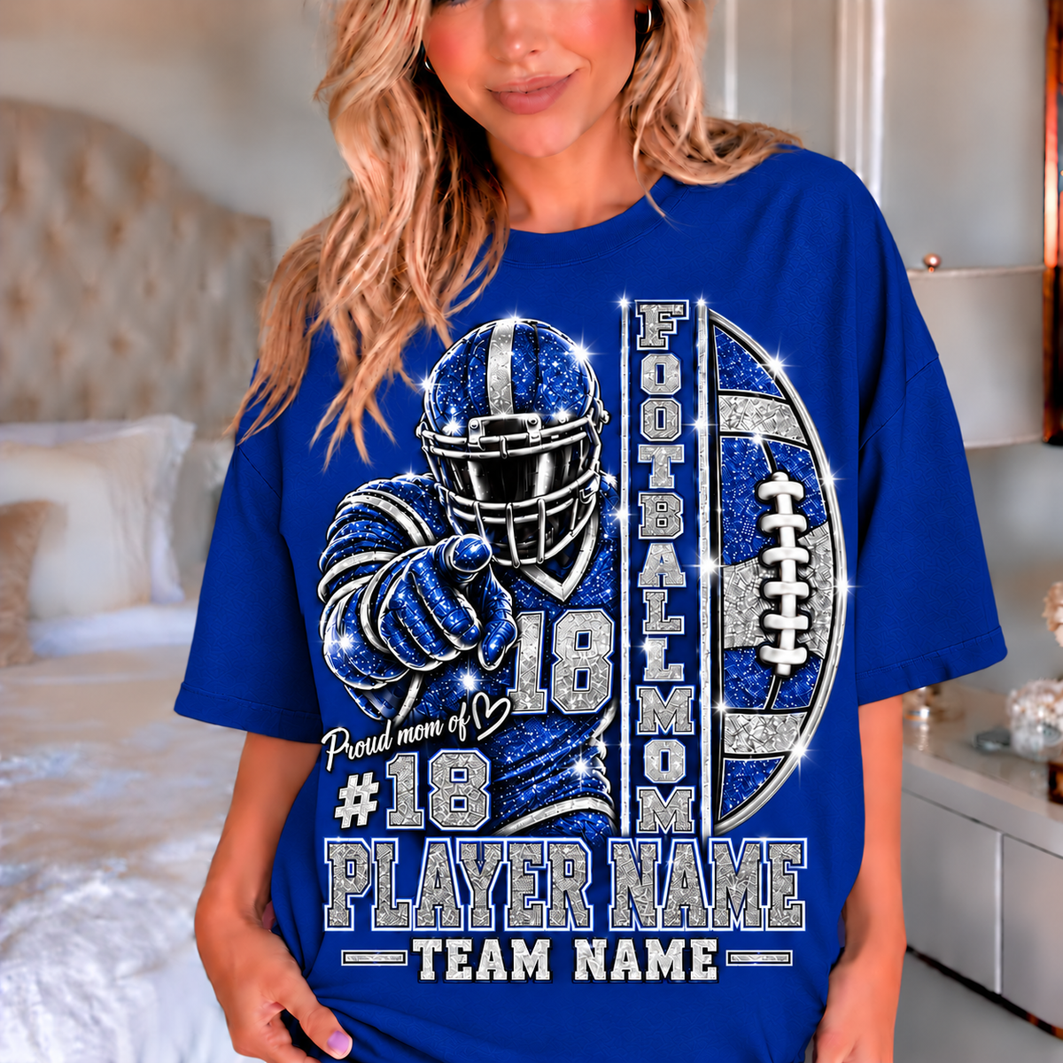 Royal — personalized Football Mom printed glitter
