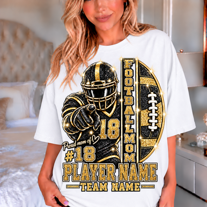 White — personalized Football Mom printed glitter