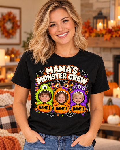 MAMA'S MONSTER CREW – front lifestyle mockup with three example child photos